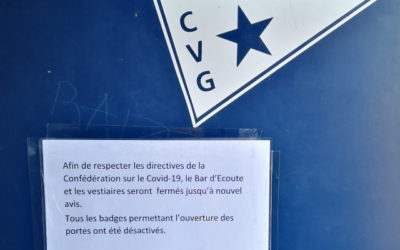 Bar d’Ecoute et vestiaires fermés.