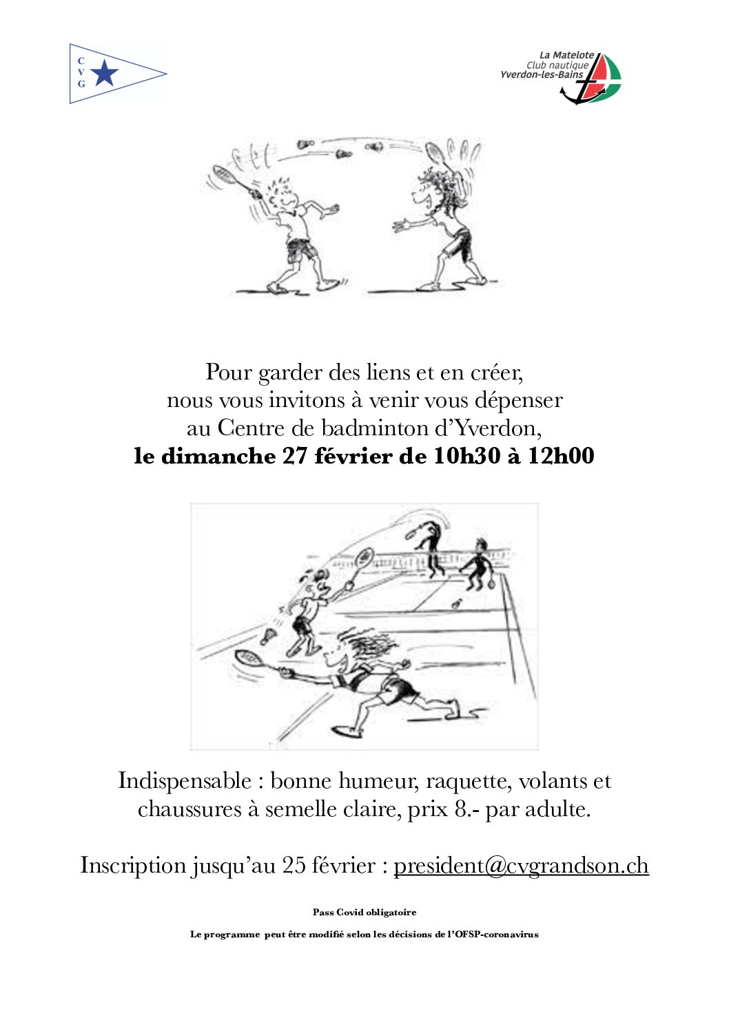 Badminton interclubs CVG-MY, dimanche 27 février.
